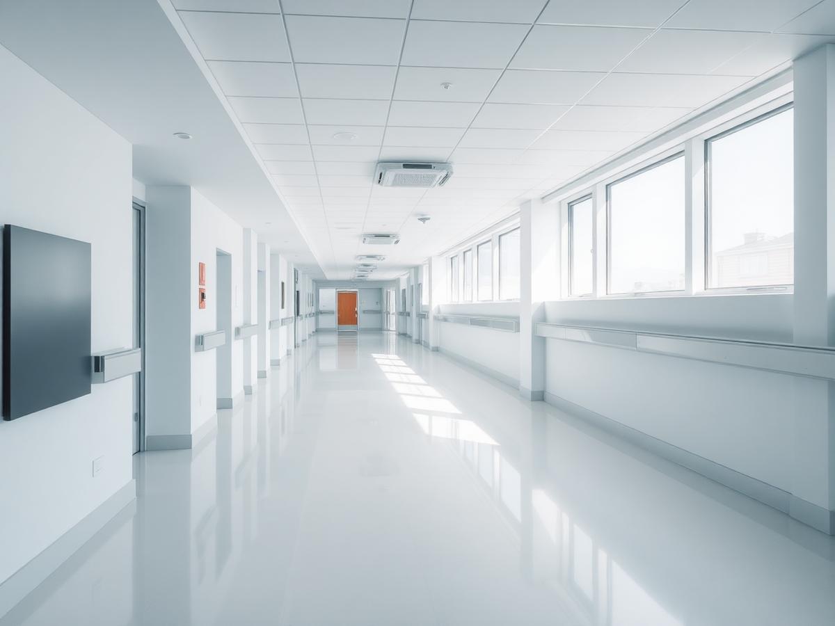 Klinikflur mit hygienischer Lüftungs- und Kältetechnik